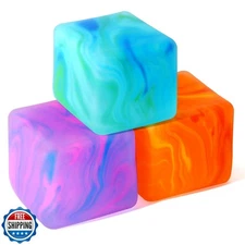 Swirl Stress Cube Squishy Toys, 3 Pack Super Solid Fidget Squeeze Square for 