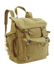 Vintage Army Style Work Tool Canvas Bag Daysack Backpack Rucksack Senf