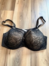 Cacique Bra 44DD Underwire Black Lace Padded T-shirt Support