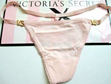 VICTORIA'S SECRET Cotton V-String Thong Panty VS Purest Pink S M Hardware