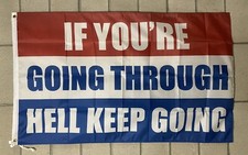 Gym Motivation Flag FREE SHIP Going Through Hell Keep Going Lifting USA 3x5  