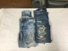 2 PAIRS American Eagle Jeans Women Juniors Size 00 Regular Distressed Destroyed 