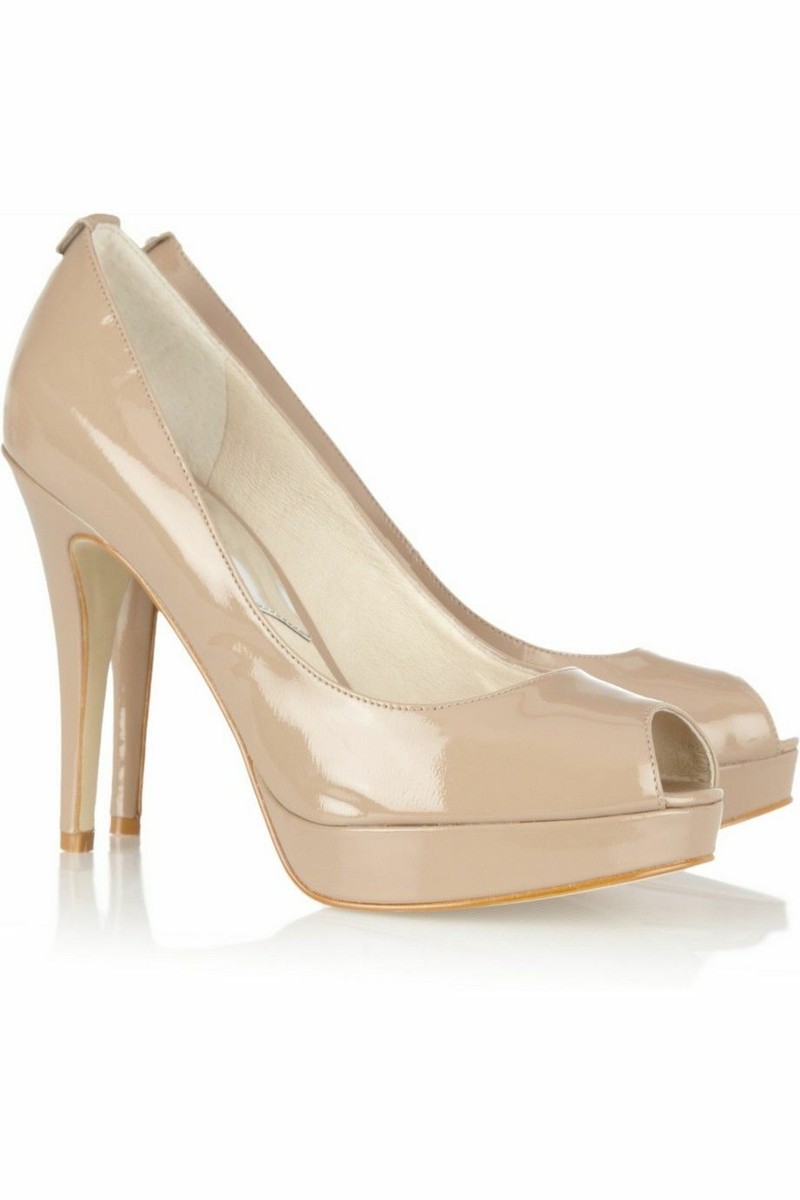 MICHEAL KORS ヒール Michael KORS YORK NUDE PATENT LOGO PEEP TOE PLATFORM PUMPS