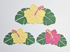 Hawaiian Hibuscus Flower Yellow 3 Set Of 3. Scrapbook, Card making Paper Piecing