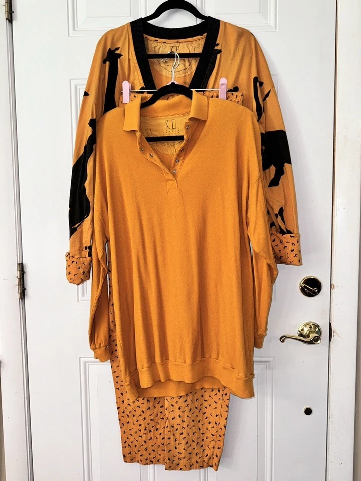 Antigo Carole Little Sport LG 3 PEÇAS CONJUNTO Calças de Algodão Safári Túnica Cardigã Safari - Imagem 2 de 4