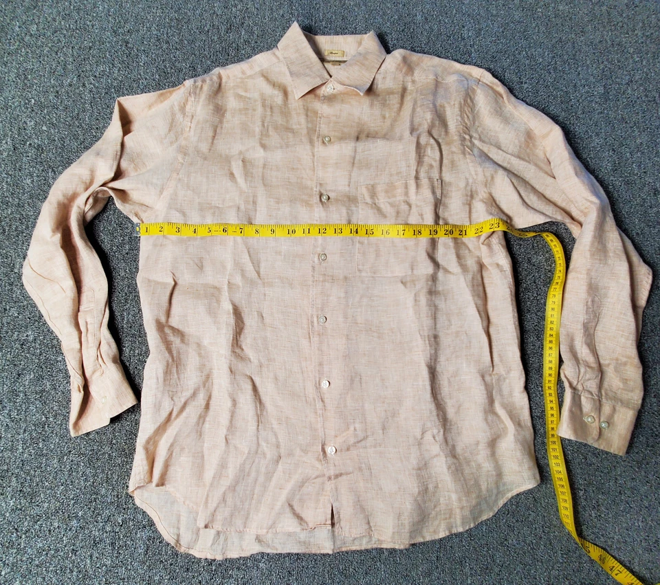 Paul Stuart Shirt Men Made in Italy Beige Linen Sport Shirt Size XL Casual Top - Image 4 of 4