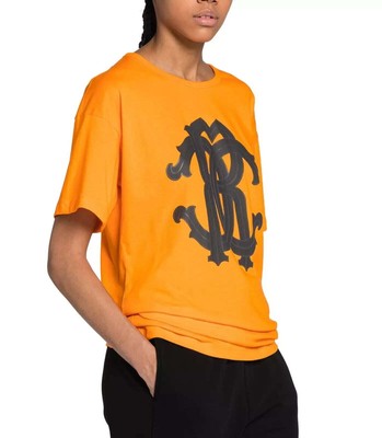 Roberto Cavalli Rc Mono Logo Oversize Cotton T-Shirt Top Lounge Iconic Shirt S