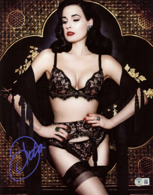 DITA VON TEESE SIGNED AUTOGRAPHED 11x14 PHOTO VERY SEXY LINGERIE BECKETT BAS