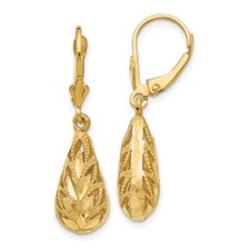 14k Yellow Gold Polished and Drop and Dangle Earrings L-35mm, W-9mm for Mom