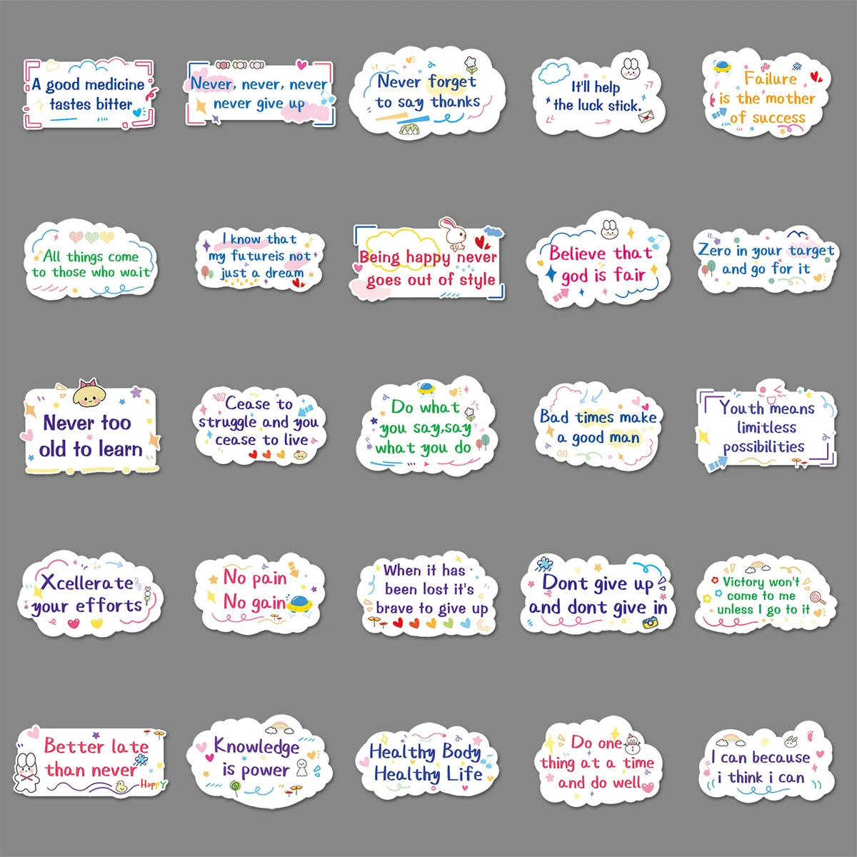 40/50pcs Encourage Positive Inspiring Words Stickers Vinyl Decals Laptop Skate