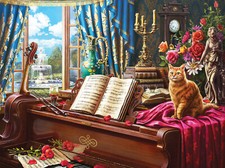 GRAND PIANO CAT by Image World - SunsOut 1000 piece puzzle - NEW