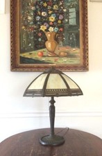 Antique Stained Glass Table Lamp 8 Panel