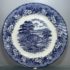 Vintage Barratts Old Castle Blue & White Pair Serving Plates Platter 35cm