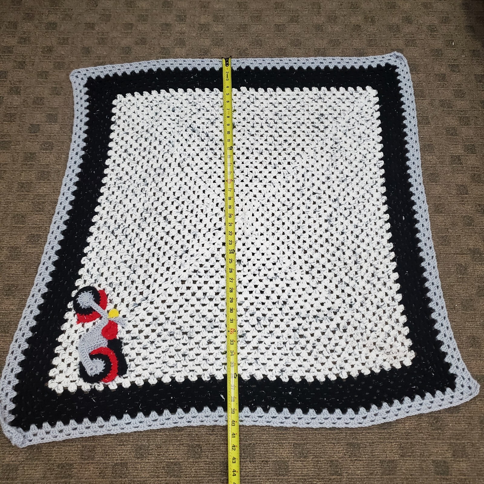 Vintage Hand Crocheted Blanket Afghan Motorcycle White Black eBay