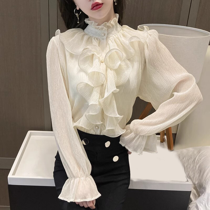 ladies white ruffle shirt