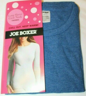 Joe Boxer Women's Blue Long Sleeve Thermal Crew Neck Shirt Top Small or  Medium
