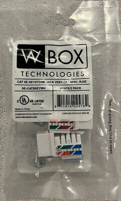 W Box Cat 5E Keystone Jack Vertical 8P8C, RJ45 OE-CAT5KEYWH