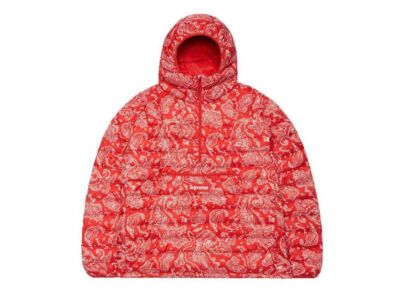 Supreme Micro Down Half Zip Hooded Pullover Red Paisley