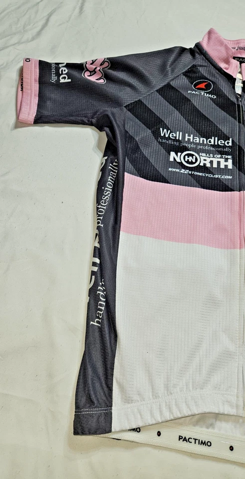 Pactimo Maillot Ciclismo Manga Corta Mujer’s Talla Pequeña Rosa Blanco MANTENTE CON CLASE Foto 4 de 4