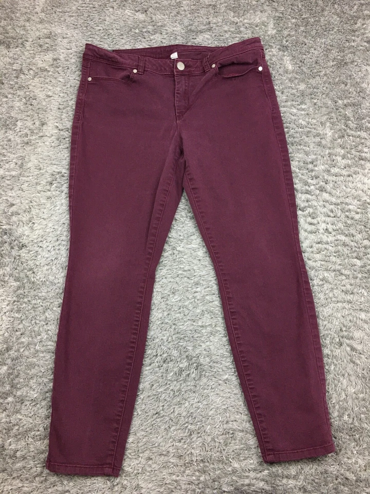 Pantalones chinos ajustados Lauren Conrad para mujer talla 14 algodón púrpura Foto 3 de 4