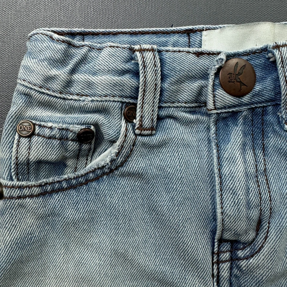 One Teaspoon Skirt Girls 5-6 Light Cutoff Blue Denim Distressed Raw Fringe - Image 3 of 4