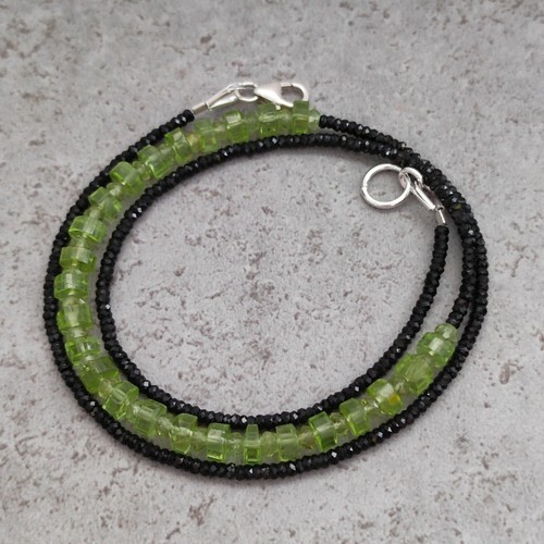 Peridot & Spinell Kette facettiert Heilstein 925 Sterlingsilber Handarbeit K608 - Bild 7 von 7