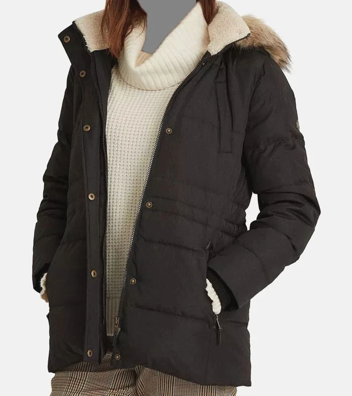 Lauren ralph lauren faux top fur trim puffer coat