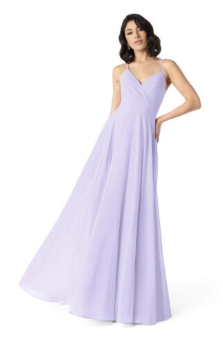 NEW AZAZIE AVELINA Flowy V-Neck Pleated Chiffon Long Dress Sz 14 Lilac Women’s