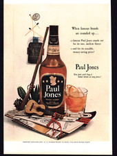 1953 PAUL JONES BLENDED WHISKEY GUITAR &  VINTAGE RIFLE PRINT AD