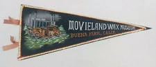 Vintage Movieland Wax Museum Buena Park California Black Felt Mini Pennant 15.5"