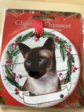 SIAMESE   CAT  CERAMIC CHRISTMAS ORNAMENT    NWT