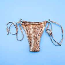 Vitamin A Small Snake Print Thong Tie Bikini Bottom Swim Beach Italian Womens