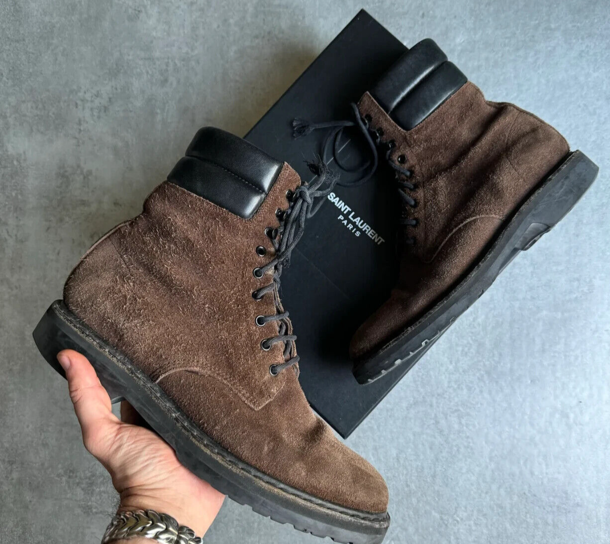 Autentici stivali Saint Laurent YSL Appetite Trekker da uomo TAGLIA 40 RARI