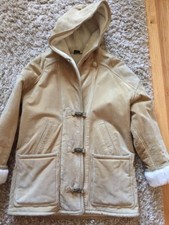 Women's Gallery Heavy Weight Tobacco Suede Faux Fur Lined Hooded Coat, Size S