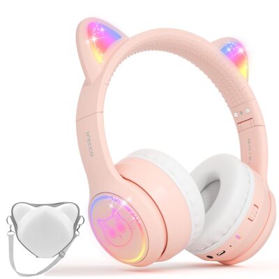 Cat Ear Headphones for Children IFECCO Cute Bluetooth Wireless Headset On-Ear...