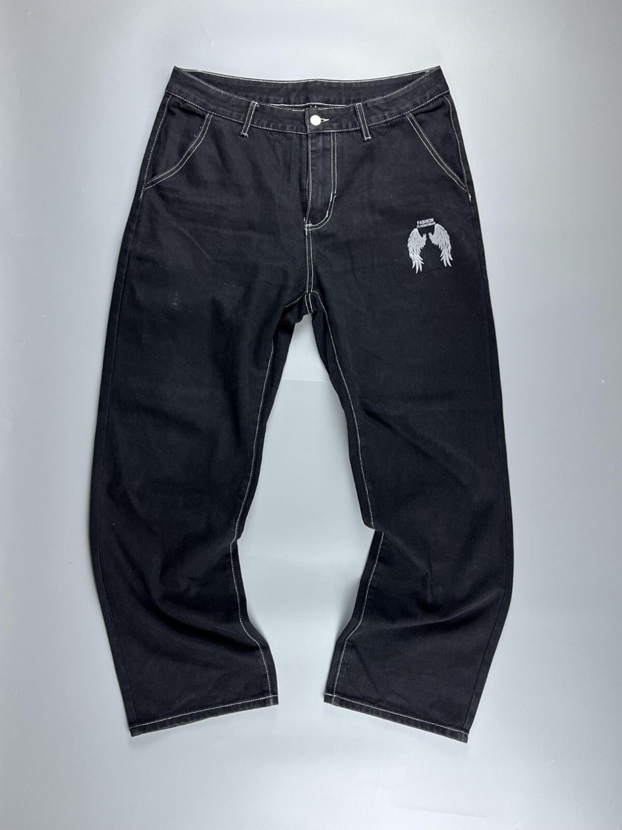 パンツ black damage denim swag opium Opium Baggy Fit Rare Big Logo Jeans | eBay