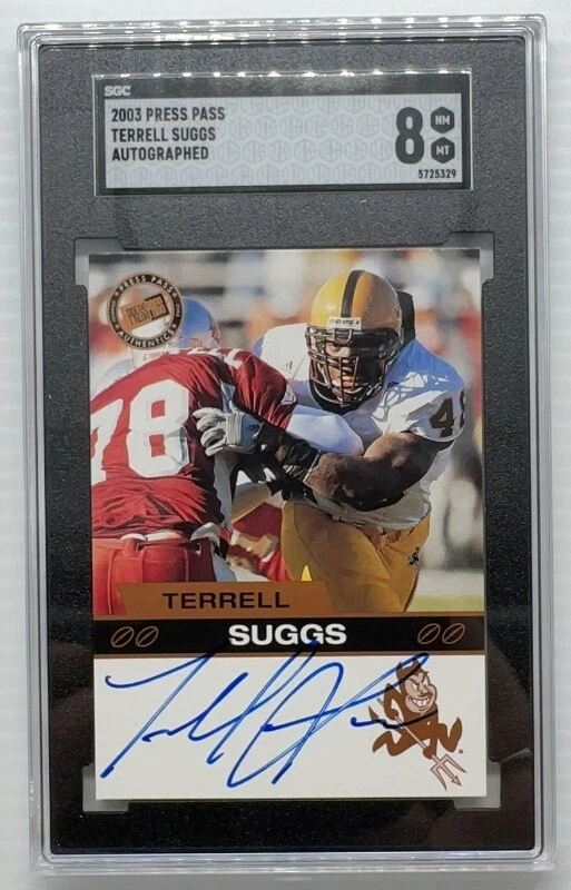 Terrell Suggs Press Pass Certified Autograph # Bronze