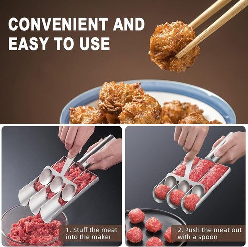 Non-Stick Triple Meatball Maker Spoon Set - Quick & Easy Kitchen Helper - Picture 7 of 9
