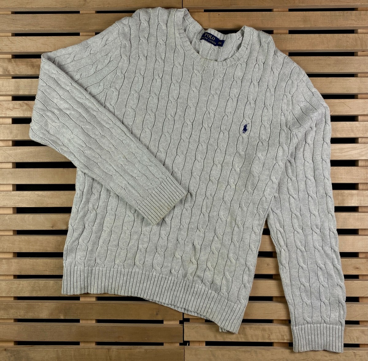Mens Sweater Sweatshirt Polo by Ralph Lauren Size XXL Gray