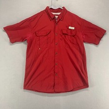 Magellan Button Up Shirt Mens Medium Red Laguna Madre Fish Gear Relaxed Outdoors