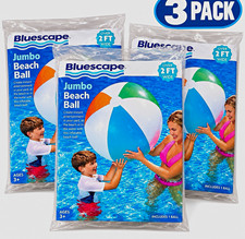 Bluescape Jumbo Inflatable Beach Ball Over 2 ft Wide Ages 3-4 3 Pack 