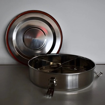 18/10 Airtight Divided Stainless Steel Round Bento Container (1.5 L)