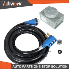 Labwork 50A 25FT RV Power Extension Cord W/ LED & Twist Lock Plug Inlet