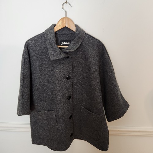Schott Jacke Größe Small Medium Damen Erbsenmantel Wollmischung Umhang grau Karriere - Bild 10 von 14