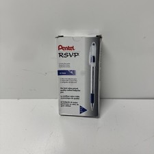 Pentel RSVP Fine BK90-C Blue Ink Ballpoint Pens, Box of 12 Pens