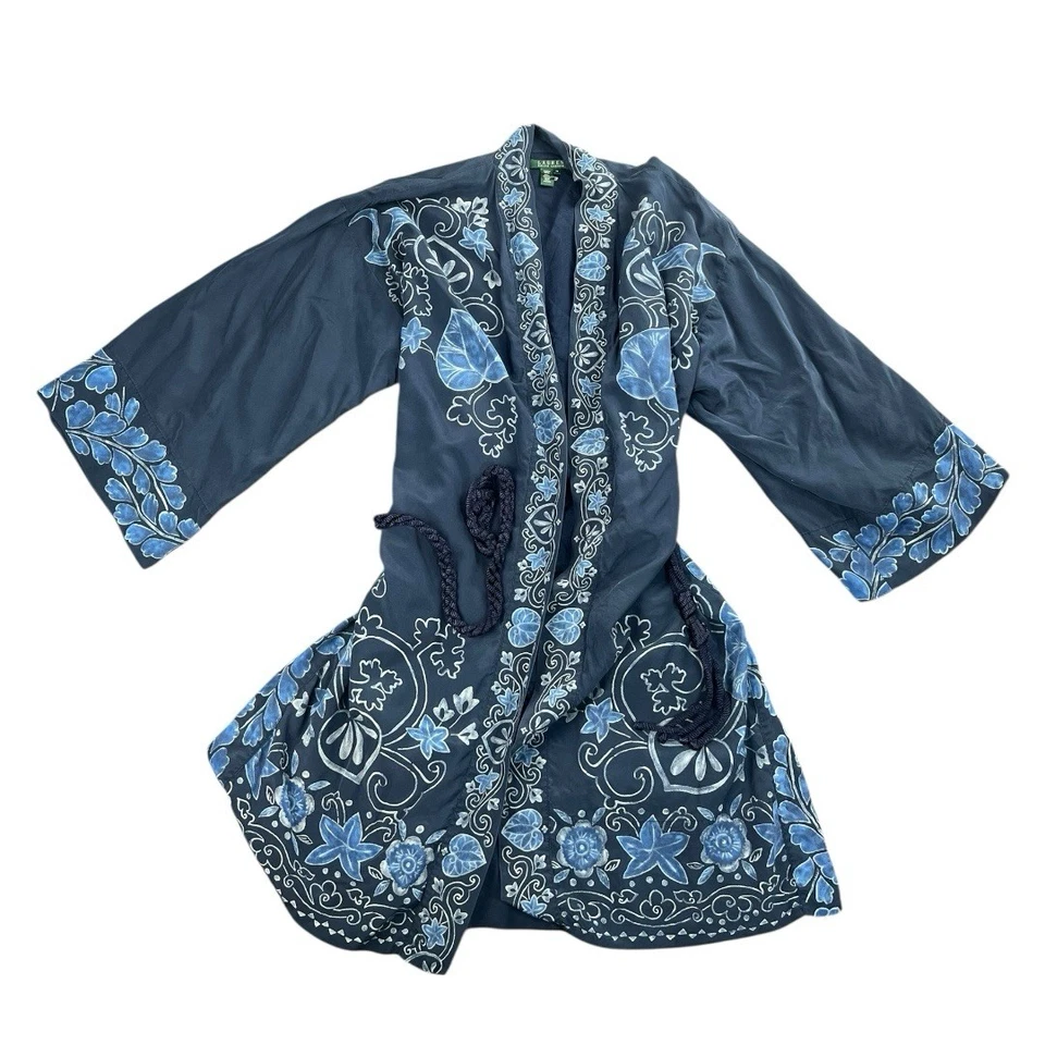 Bata Ralph Lauren Vintage Seda Estampado Floral Talla XL Foto 2 de 4