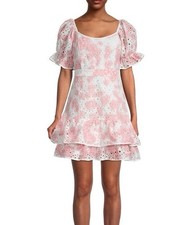 Stellah Eyelet Pink White Dress Sz Small
