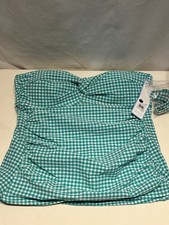 Draper James Tankini Swimsuit, Green Gingham, Opt Strap,Top Only, Size XS, NWT