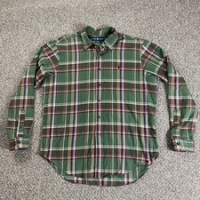 Ralph Lauren Shirt Mens Large Green Plaid Long Sleeve Button Down Collar Logo
