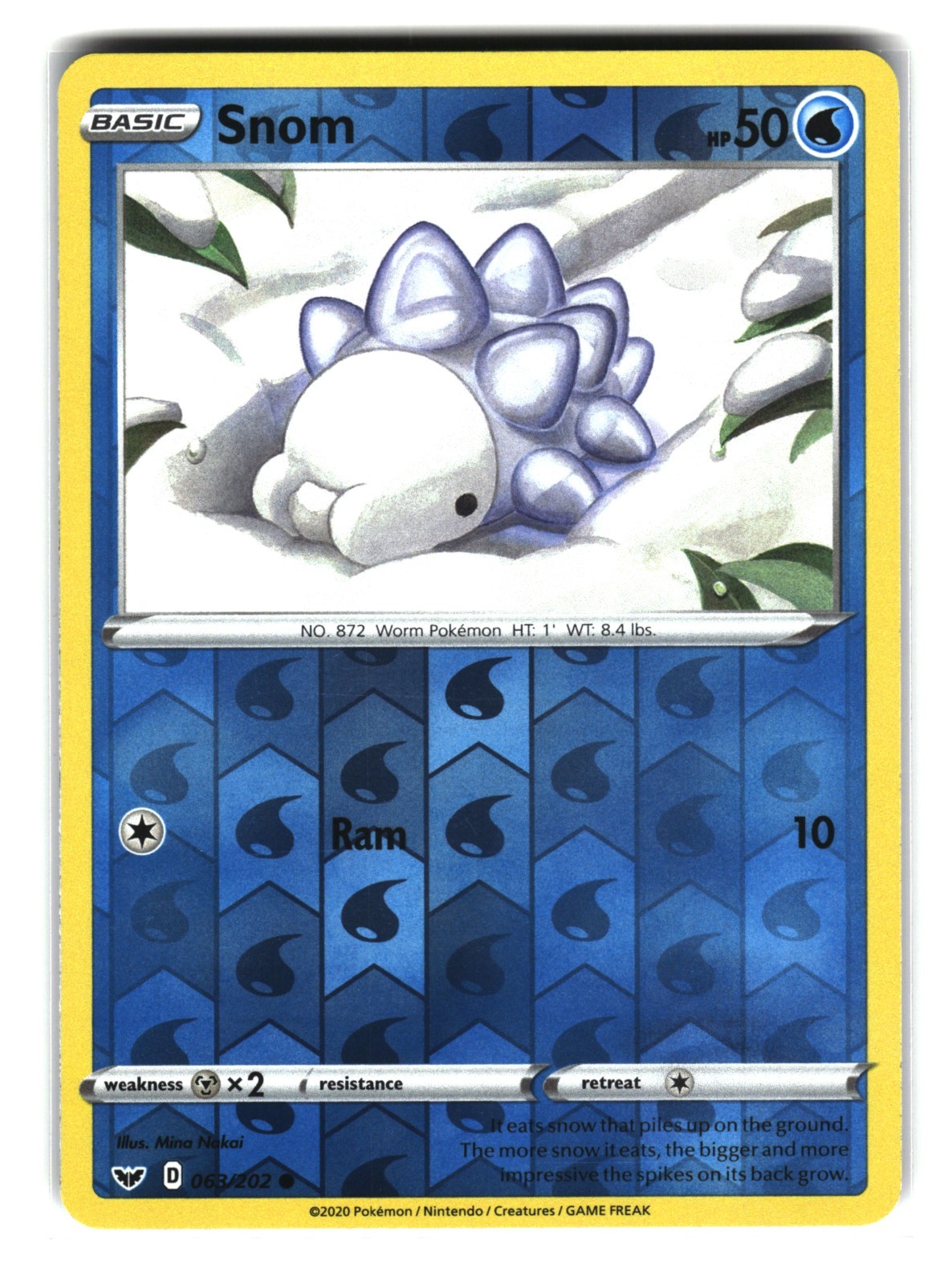 Snom 063/202 Reverse Holo Common Sword and Shield Base Set Pokemon Card 2020